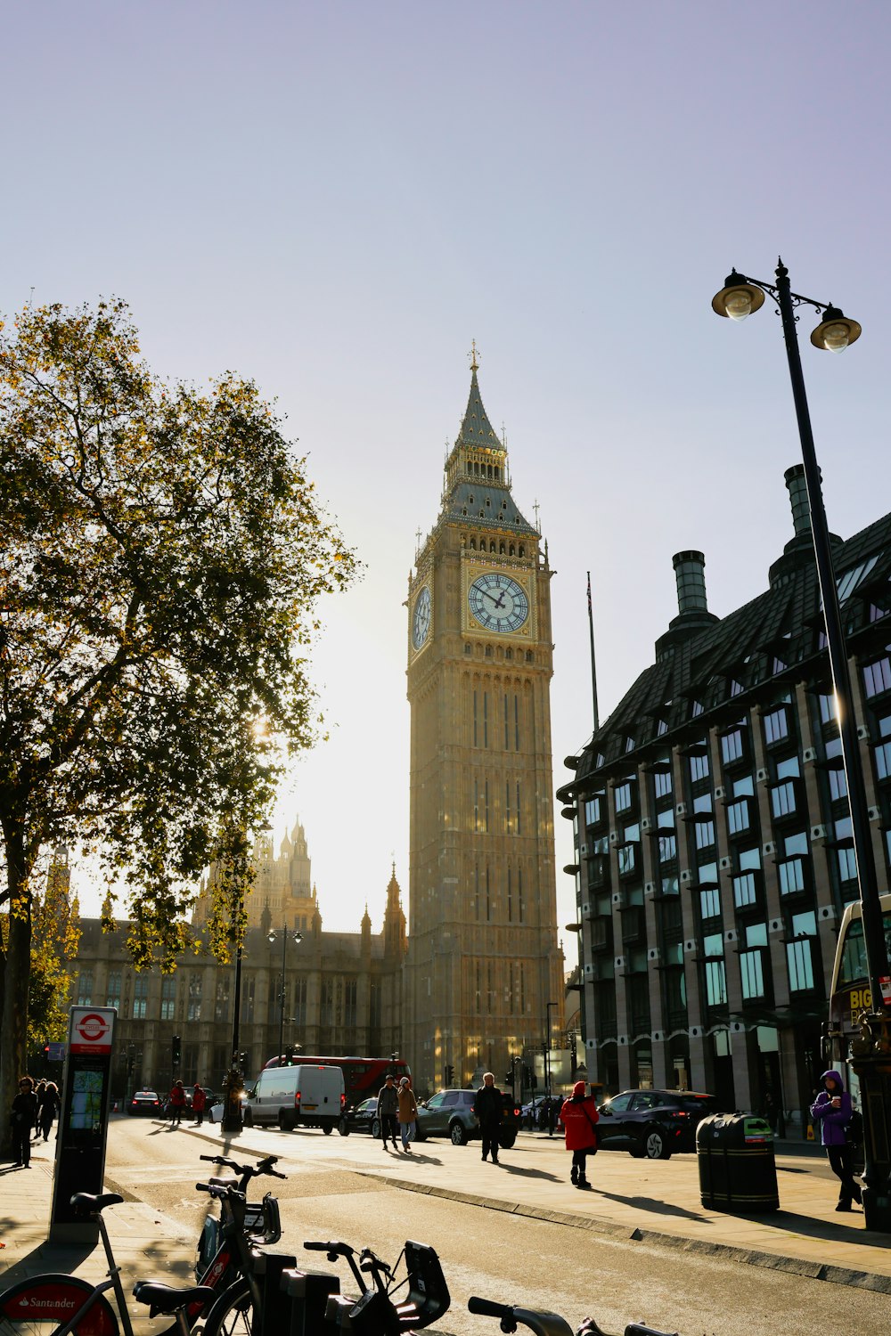 a large clock tower towering over a city