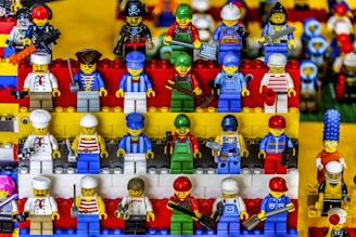 a bunch of legos that are on a shelf