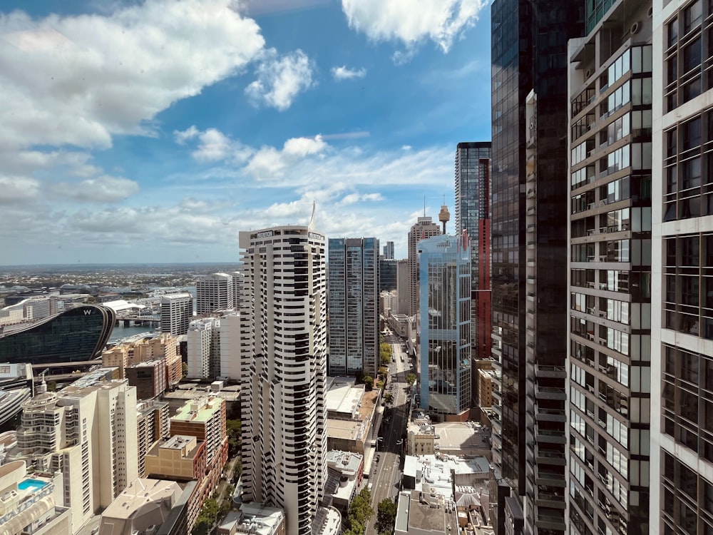 a view of a city from a high rise building