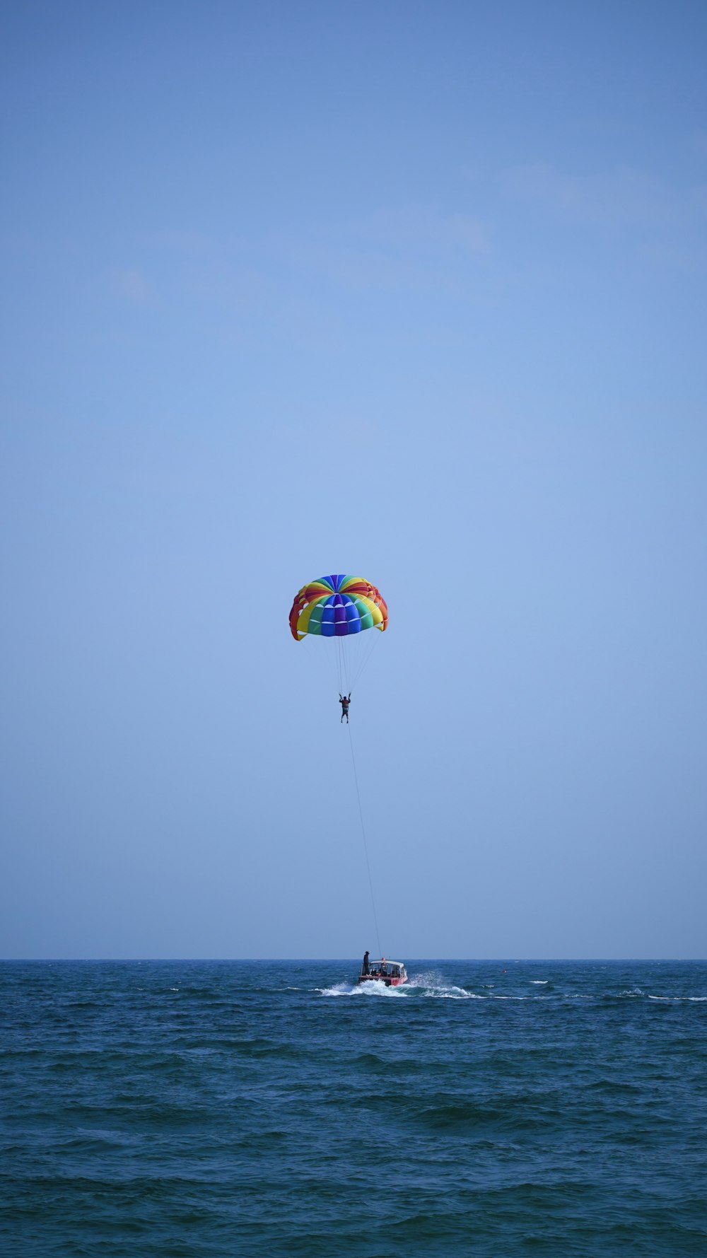 a person parasailing in the middle of the ocean