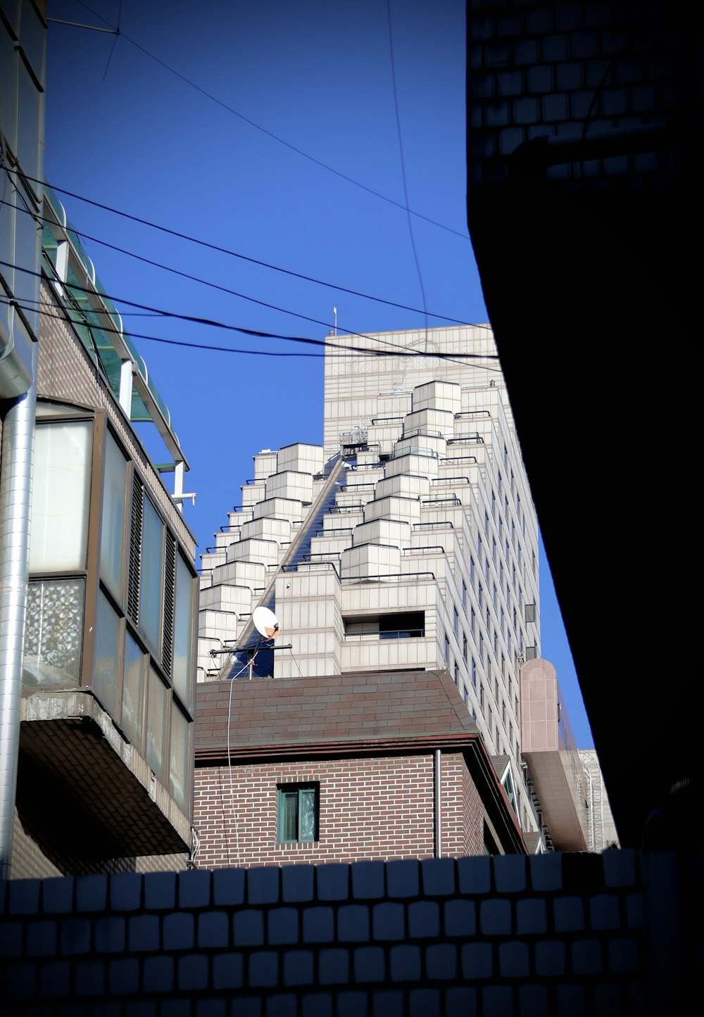 a view of a building from a distance