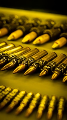 a close up of a bunch of bullet casings