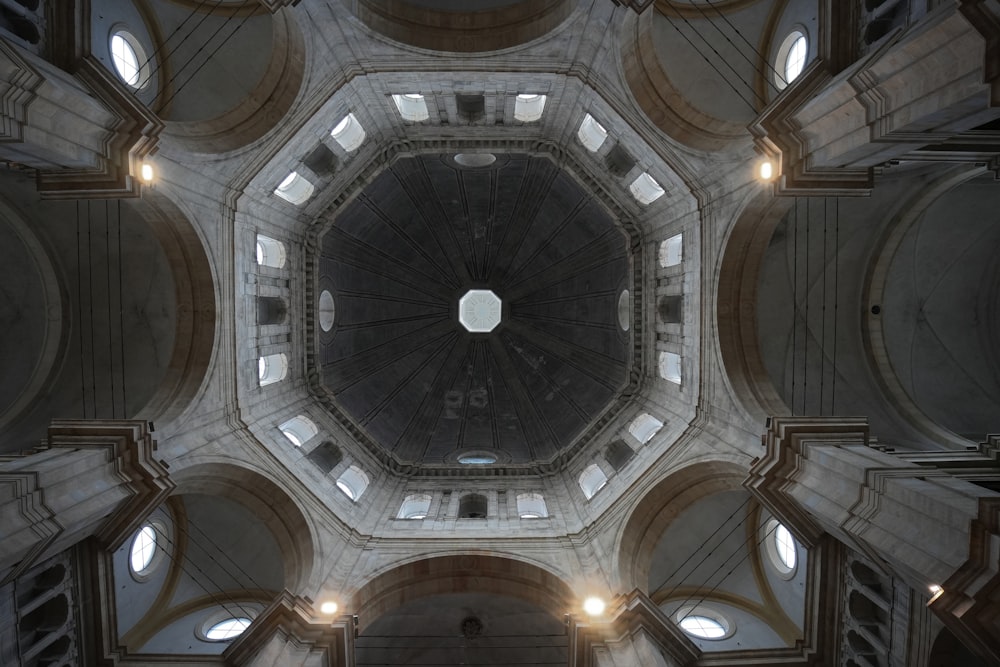 a view of the ceiling of a cathedral