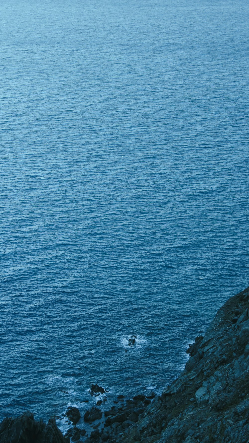 a person sitting on a cliff overlooking the ocean