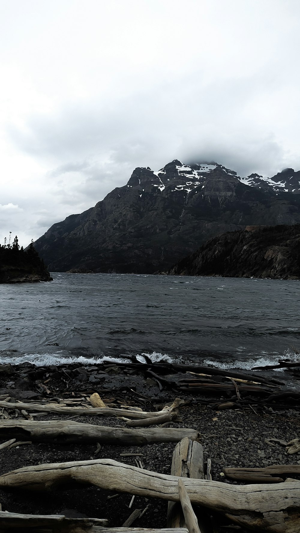 a large body of water surrounded by mountains