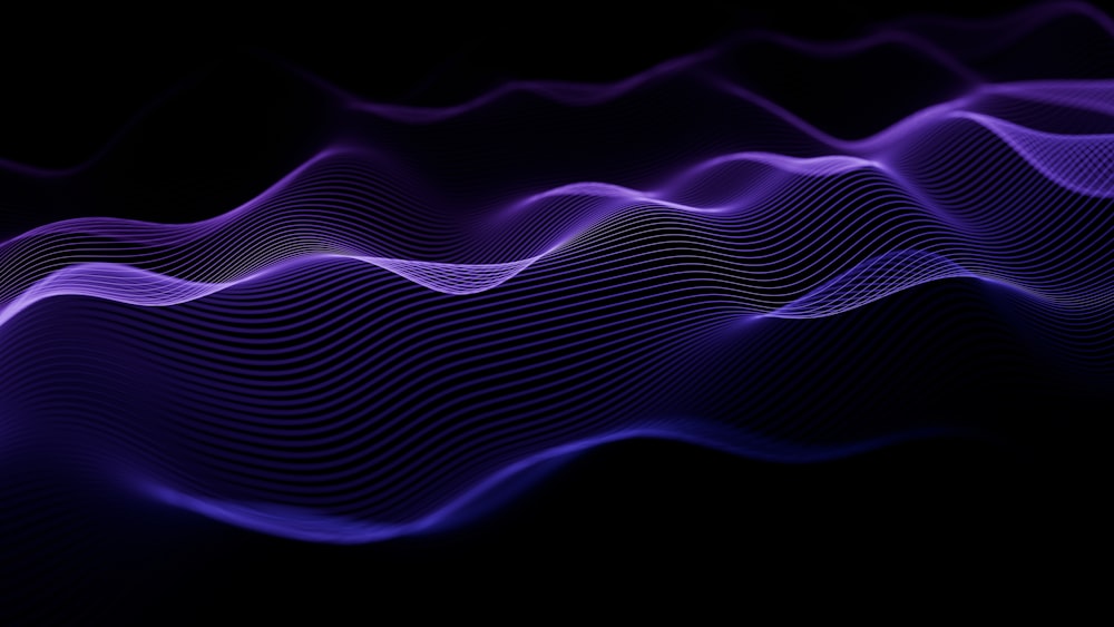 a purple wave of light on a black background