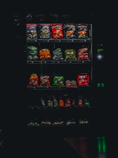 a vending machine filled with assorted snacks