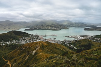 a large body of water surrounded by mountains