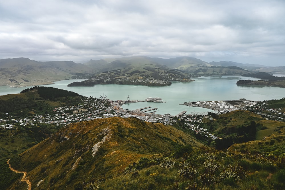 a large body of water surrounded by mountains