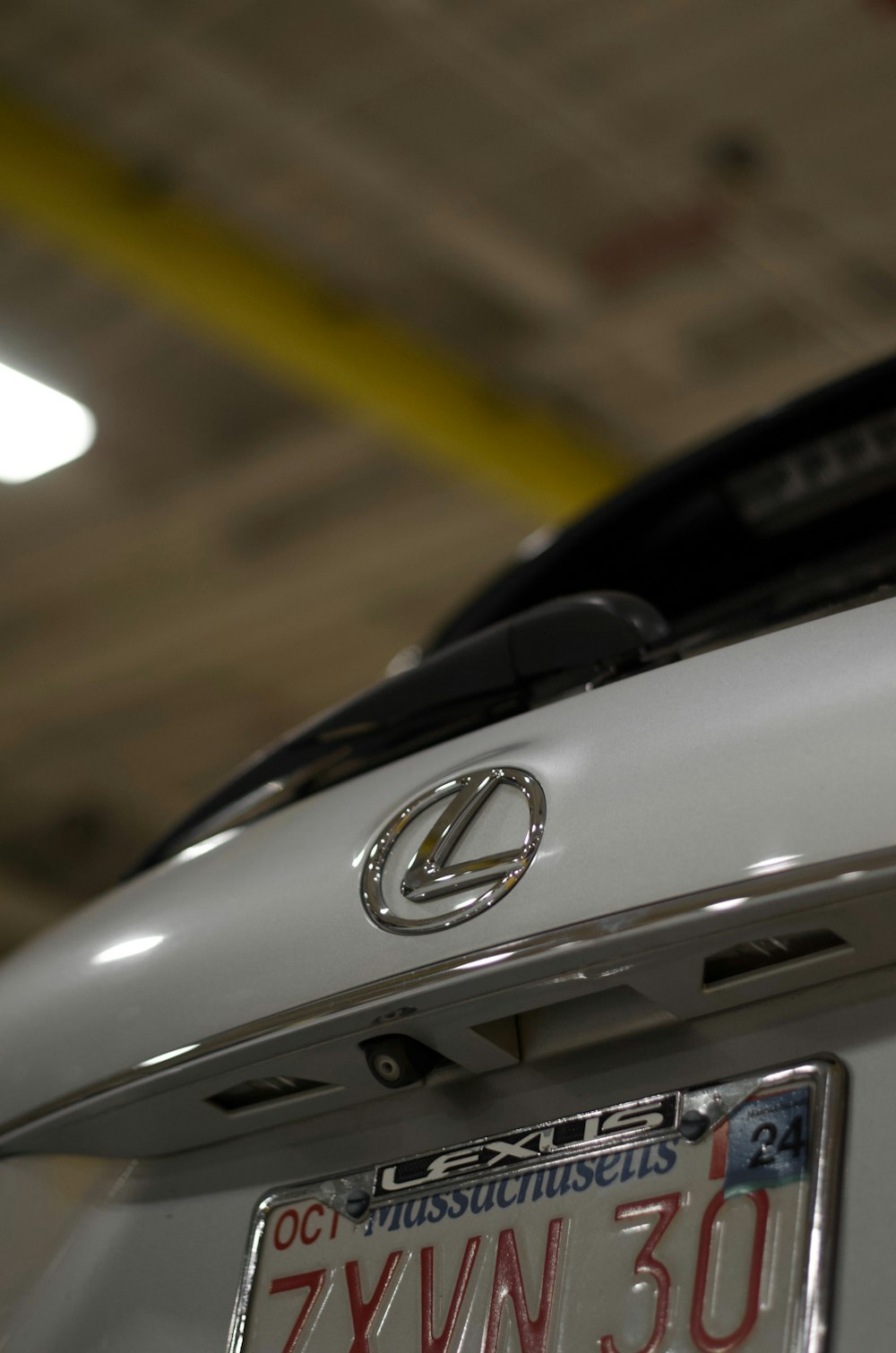 a close up of a license plate on a car