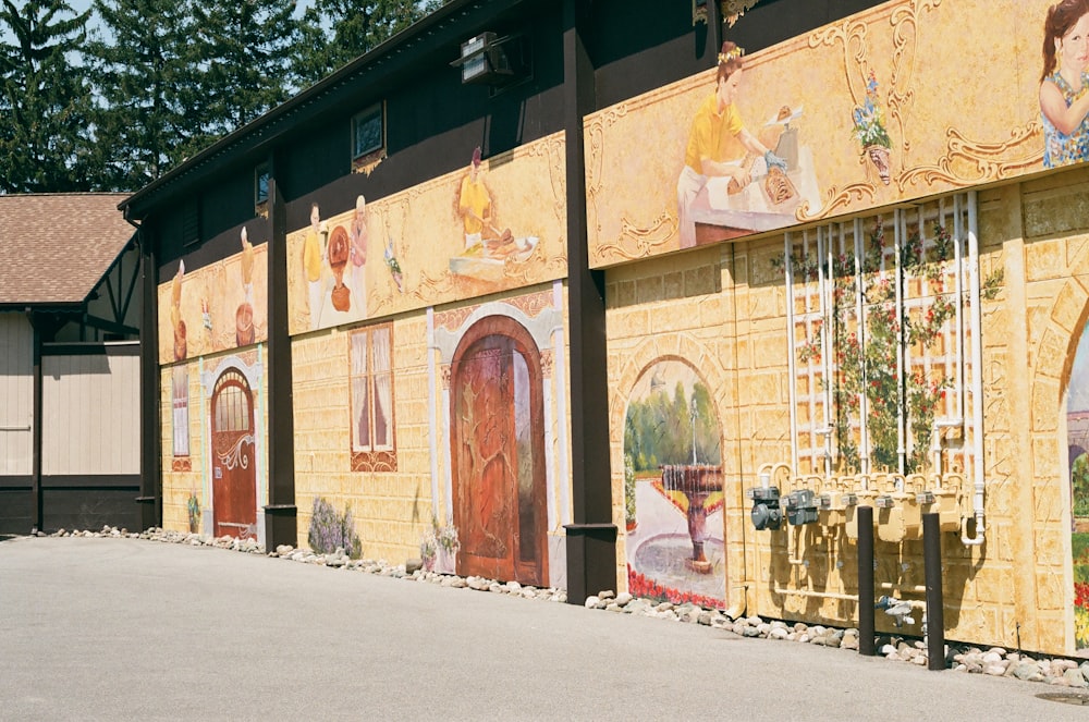 a building with a mural on the side of it
