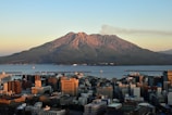 a view of a city with a mountain in the background