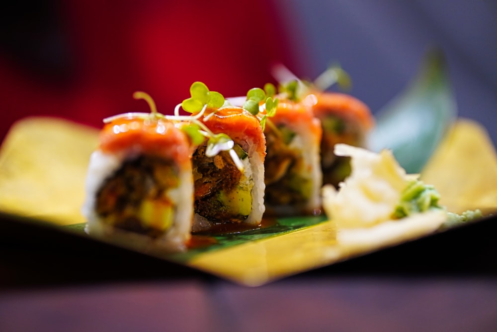 a close up of a plate of food on a table