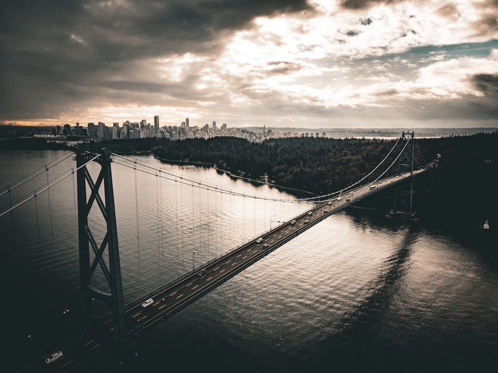 a large bridge spanning over a large body of water