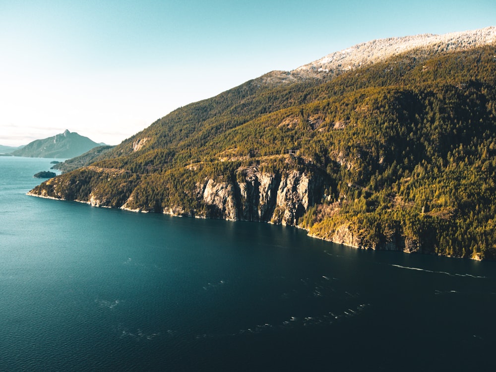 a large body of water surrounded by mountains