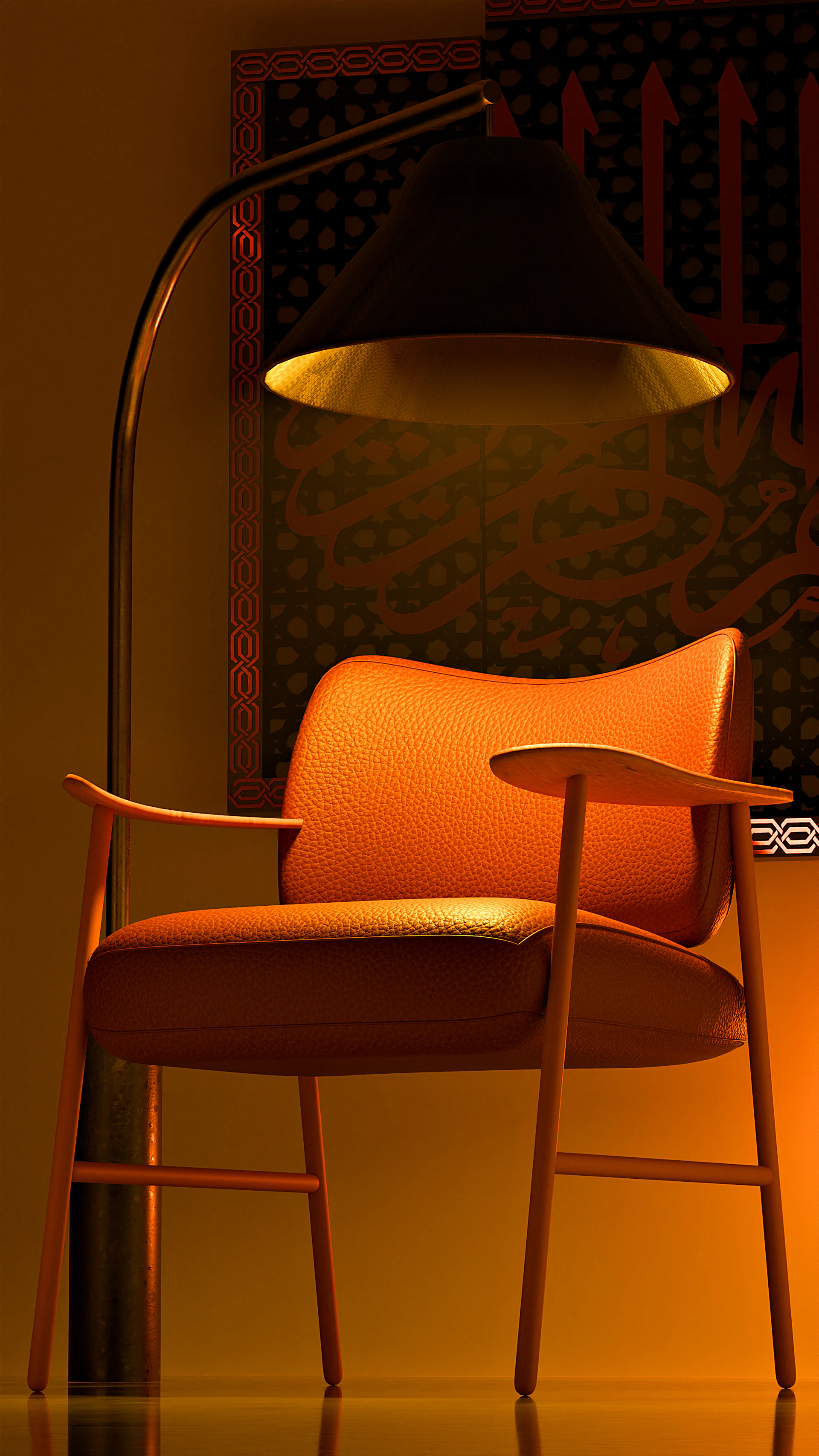 a chair and a table in a room