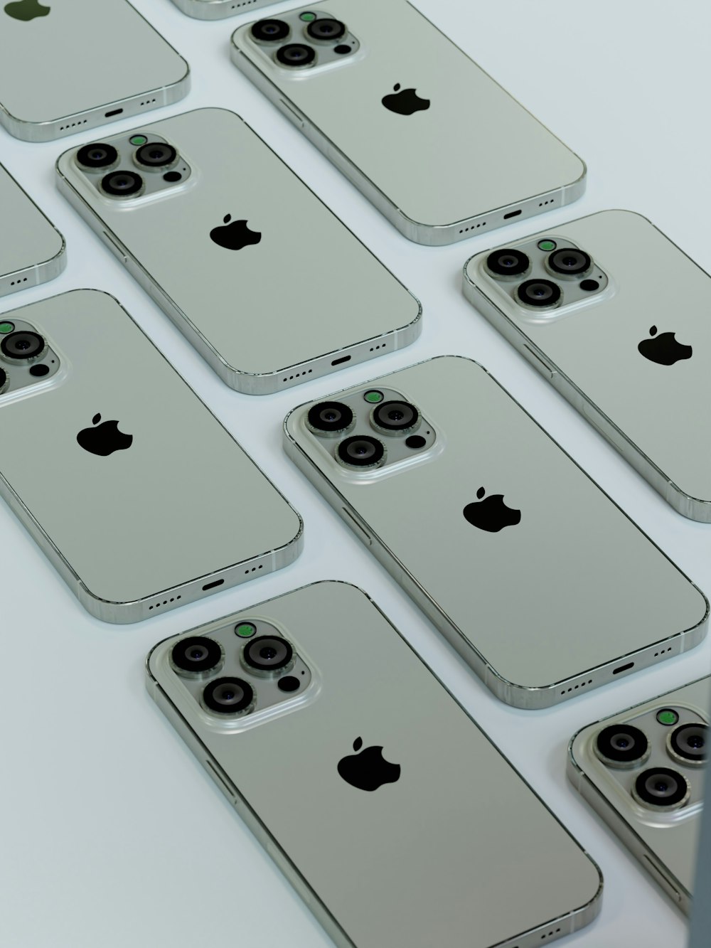 a group of iphones sitting next to each other