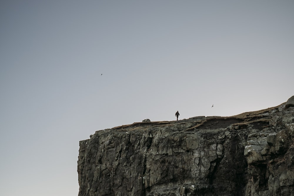 a person standing on top of a cliff