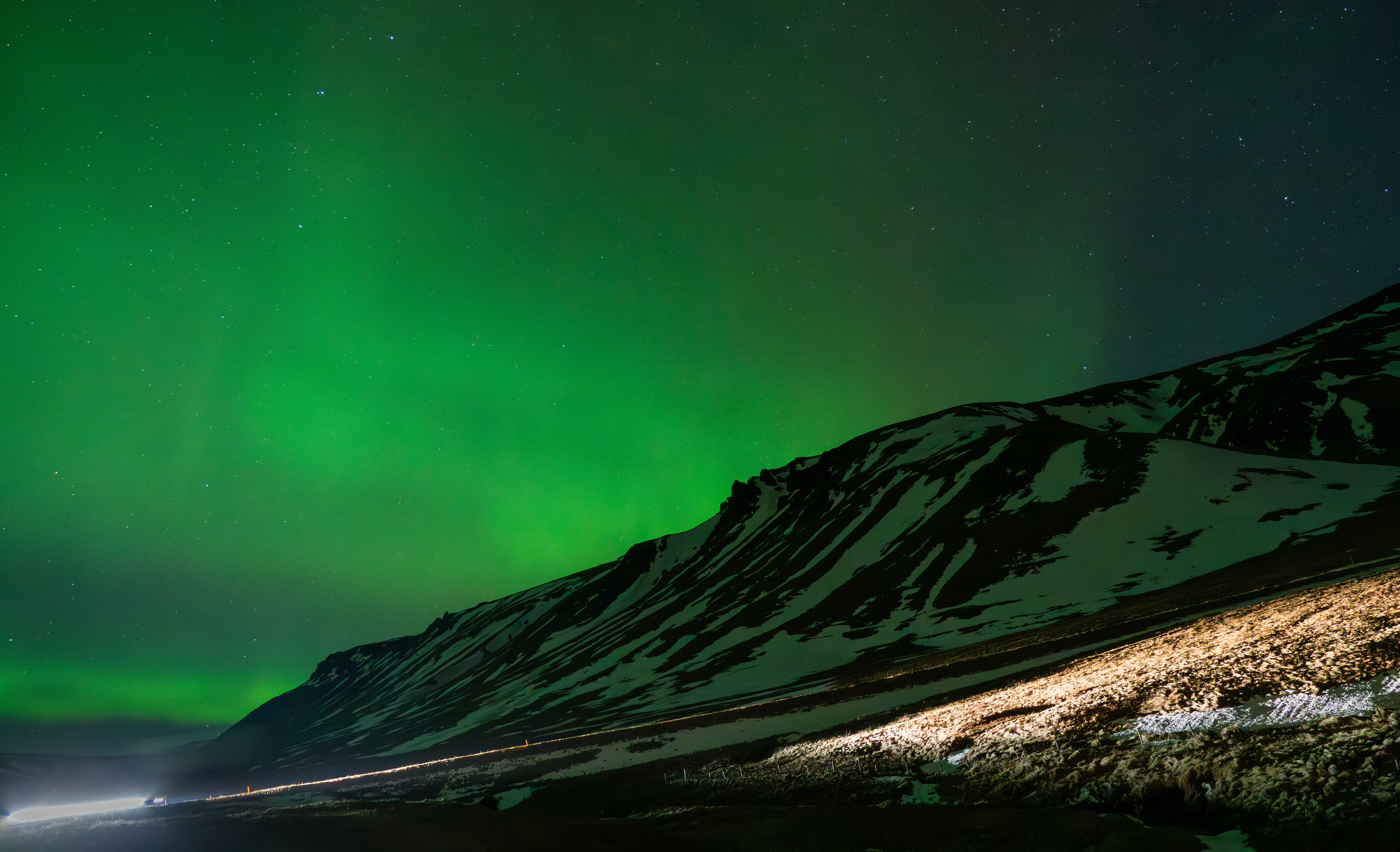 Beautiful landscape with mountains and aurora borealis for inspiring social media content