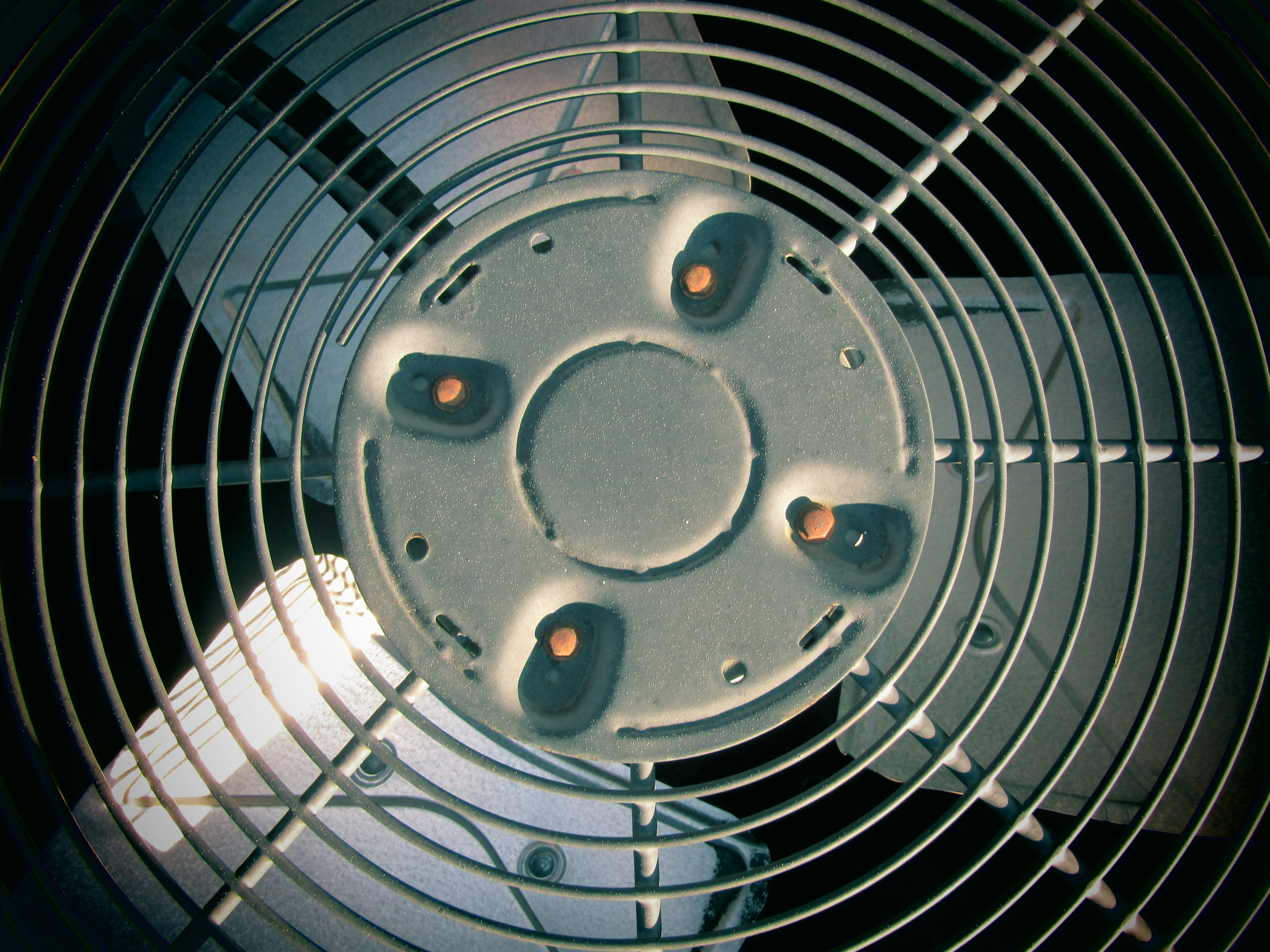 A close-up shot of a generator fan.