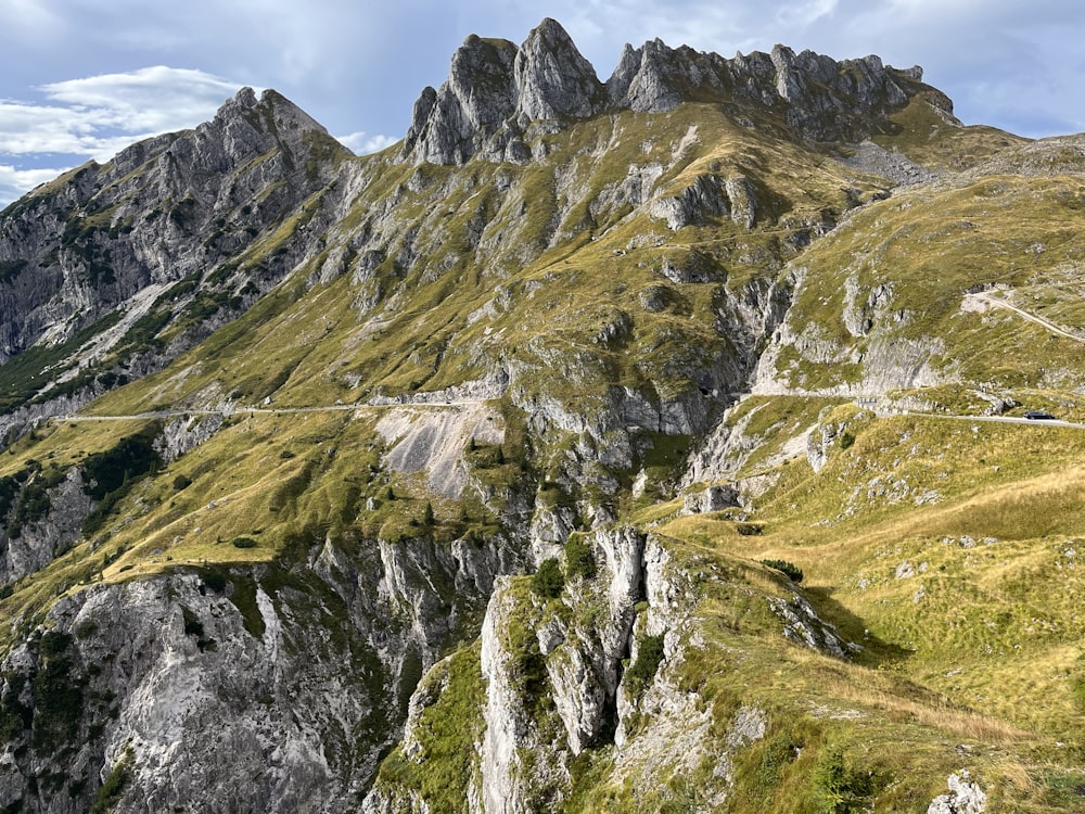 a mountain with a road going through it