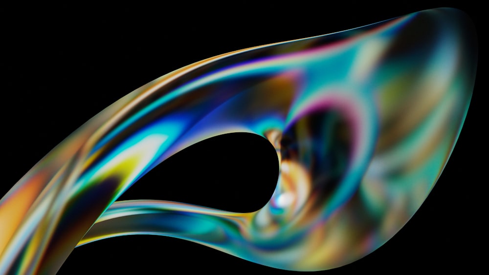 a black background with a colorful swirl in the middle
