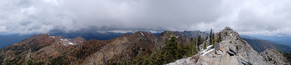 a group of people standing on top of a mountain