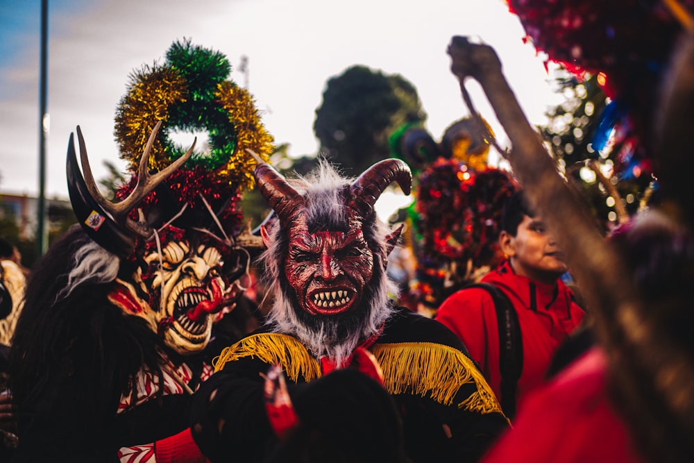 a group of people in costume standing next to each other