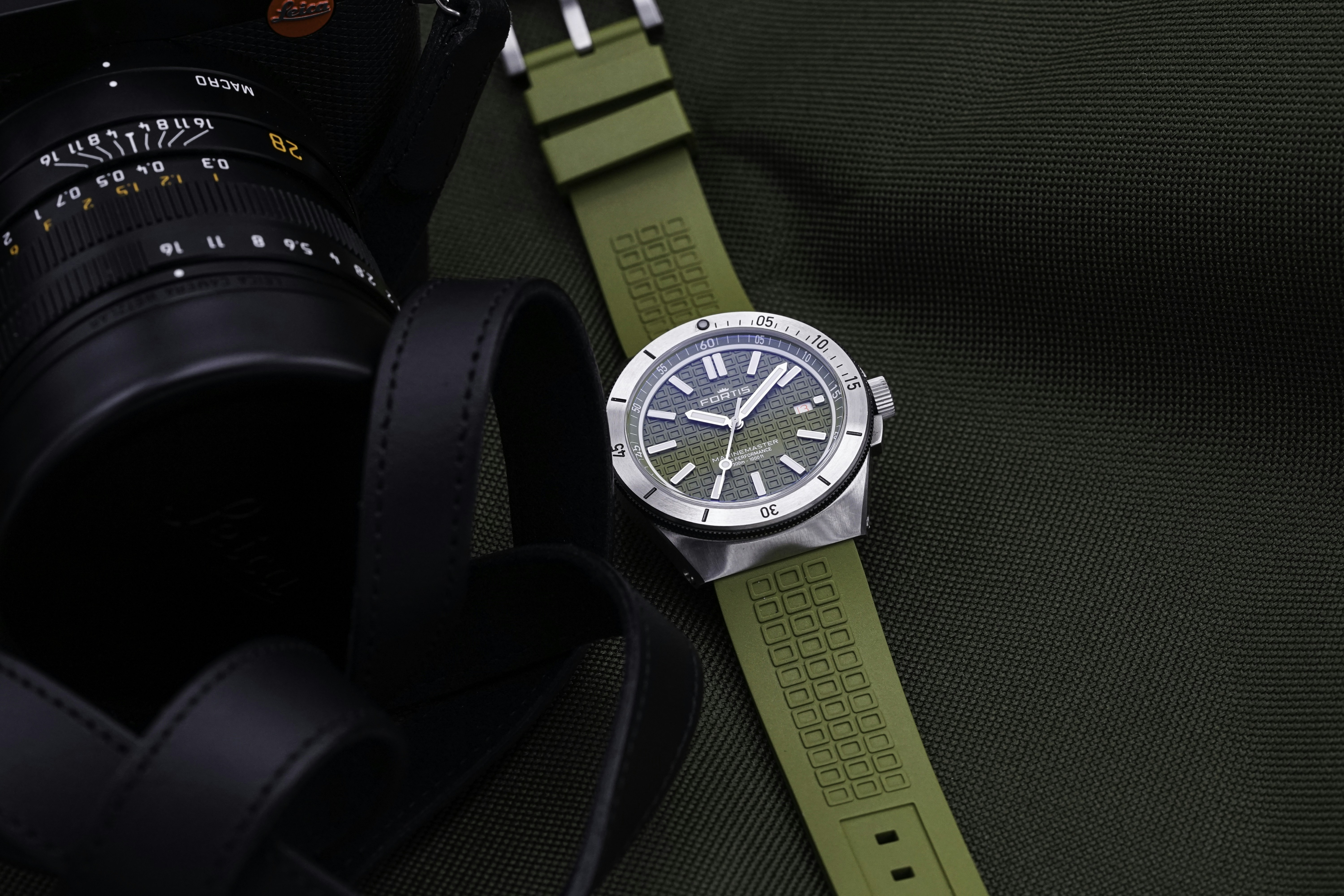 Detail of a luxury rubber watch strap