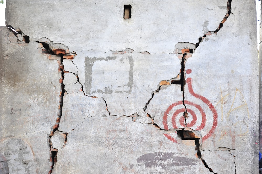 a wall with a bulls eye painted on it