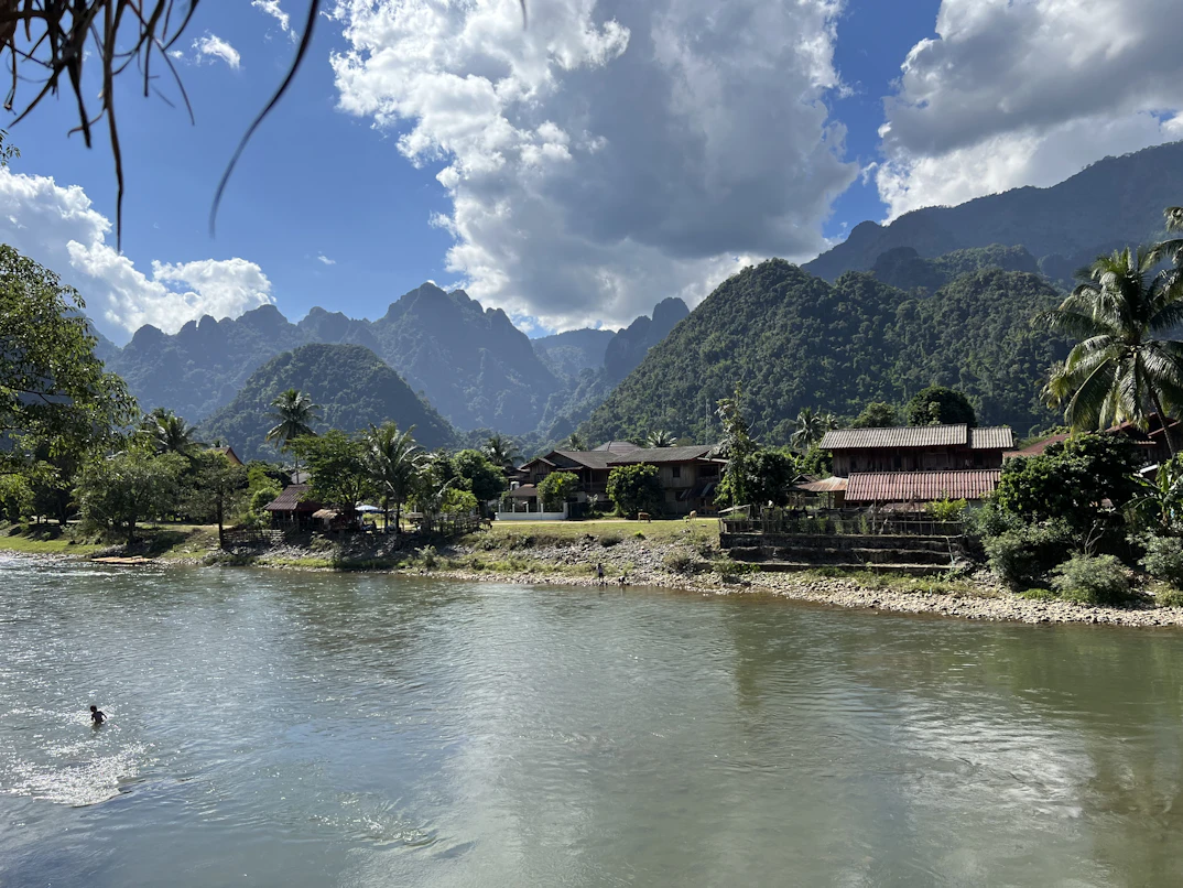 Tranquil luxury resort overlooking the mountains and river in Vang Vieng