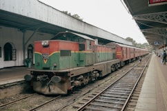 a train is parked at a train station