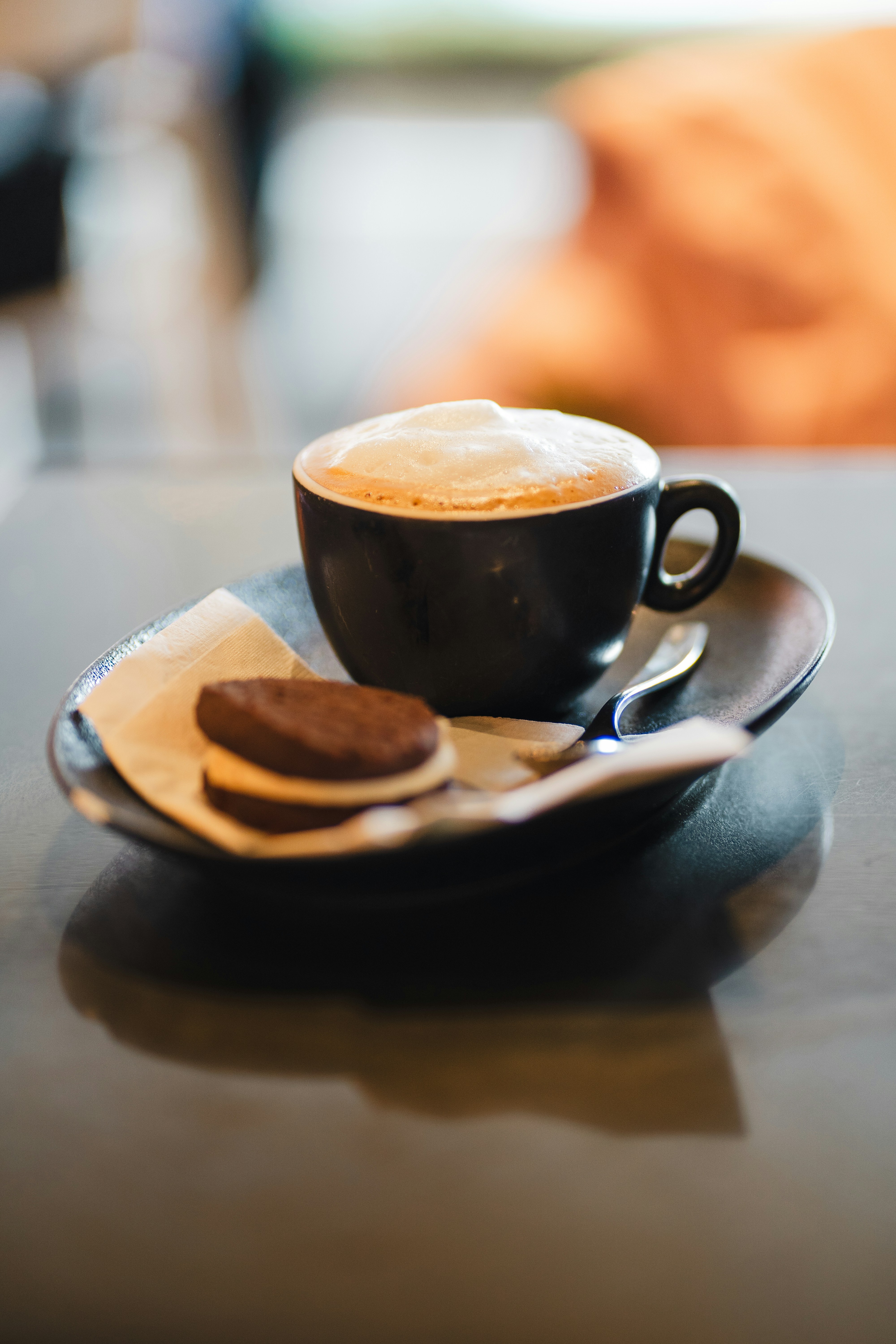 A cup of coffee and some cookies on a plate photo Free Saucer Image