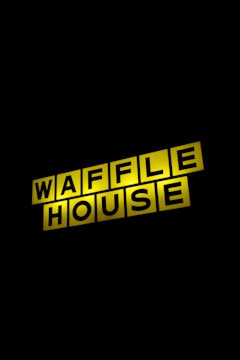 the waffle house logo on a black background