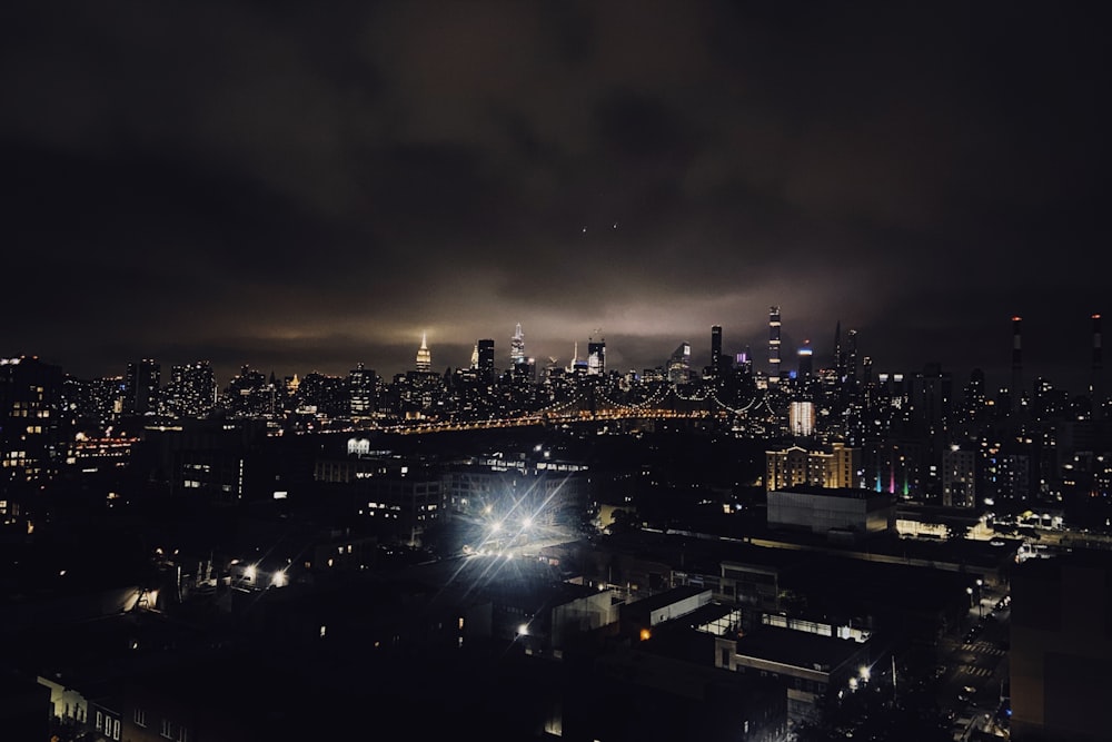 a view of a city at night from a high rise