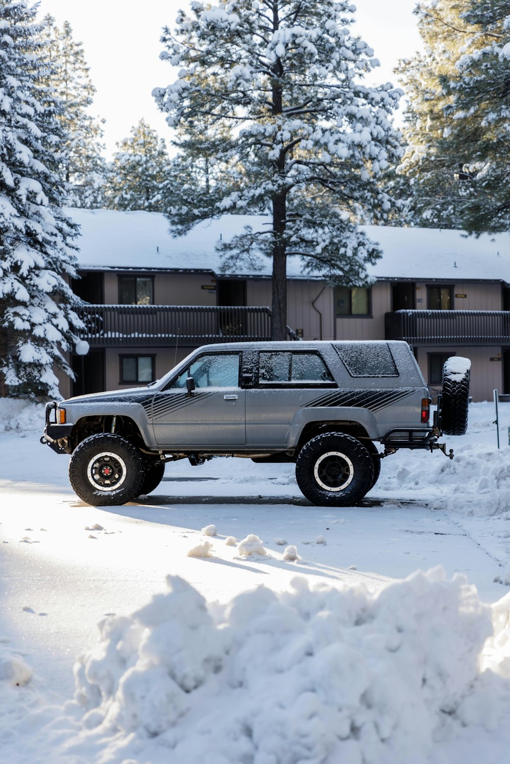 a truck that is parked in the snow