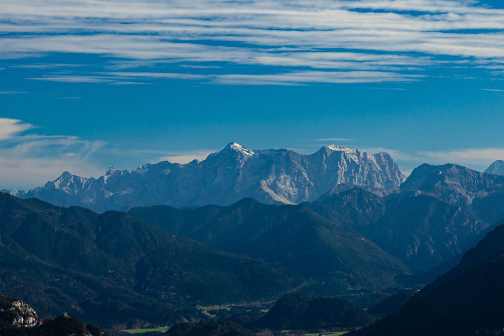 a view of a mountain range from a distance