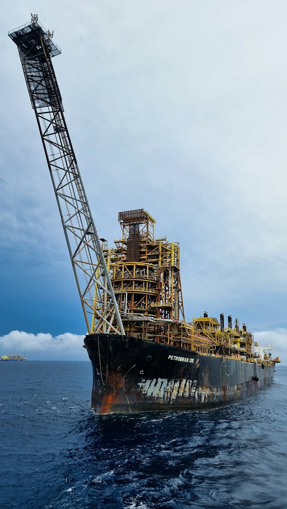 a large ship in the middle of the ocean