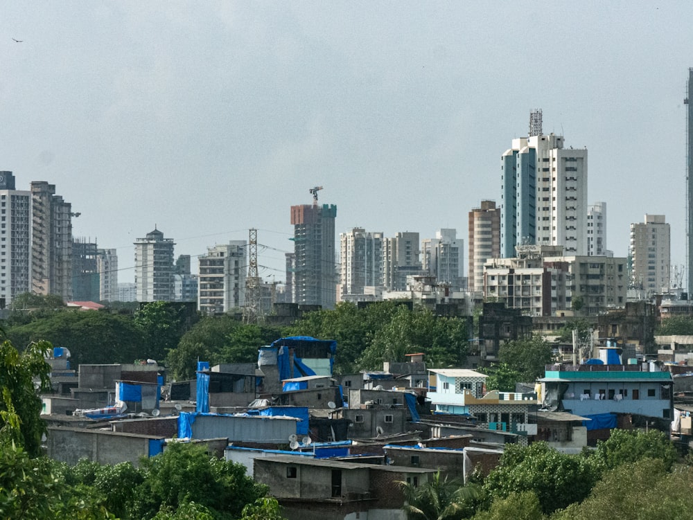 a view of a city with tall buildings