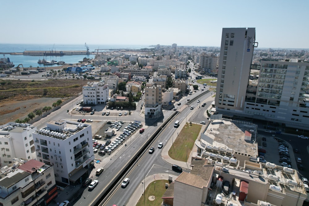 a view of a city from a high building