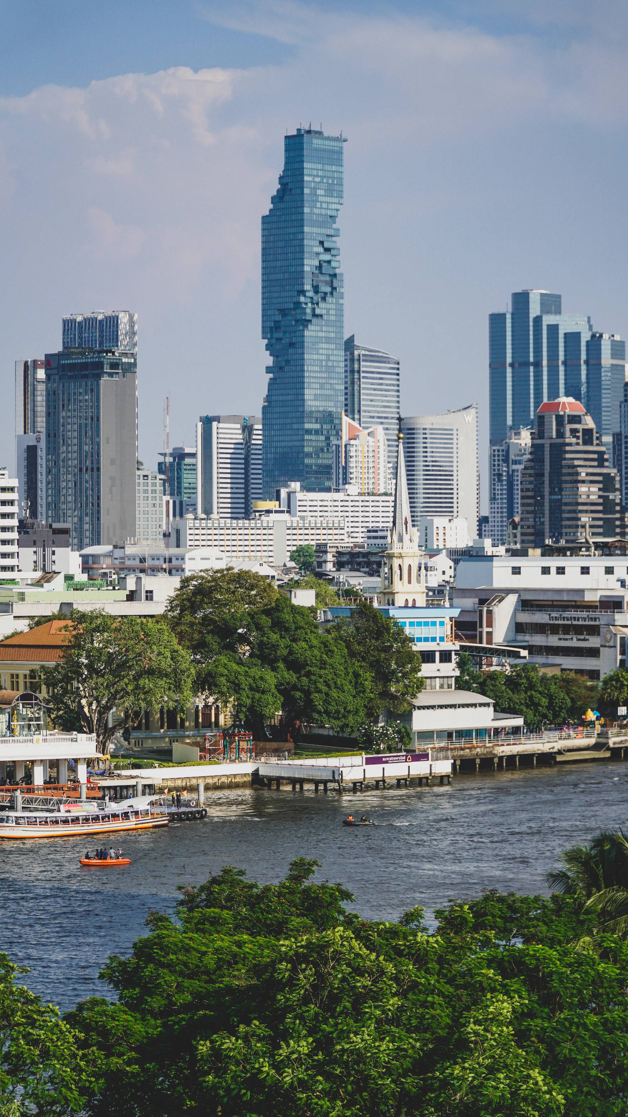 Bangkok city skyline with the Chao Phraya river