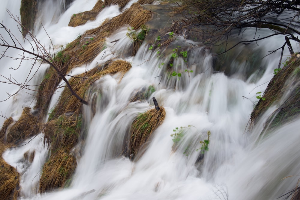 a long exposure of a waterfall in the woods
