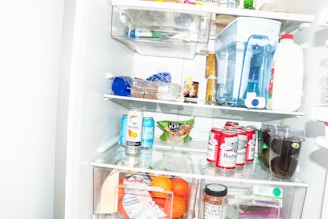 a refrigerator filled with lots of food and drinks