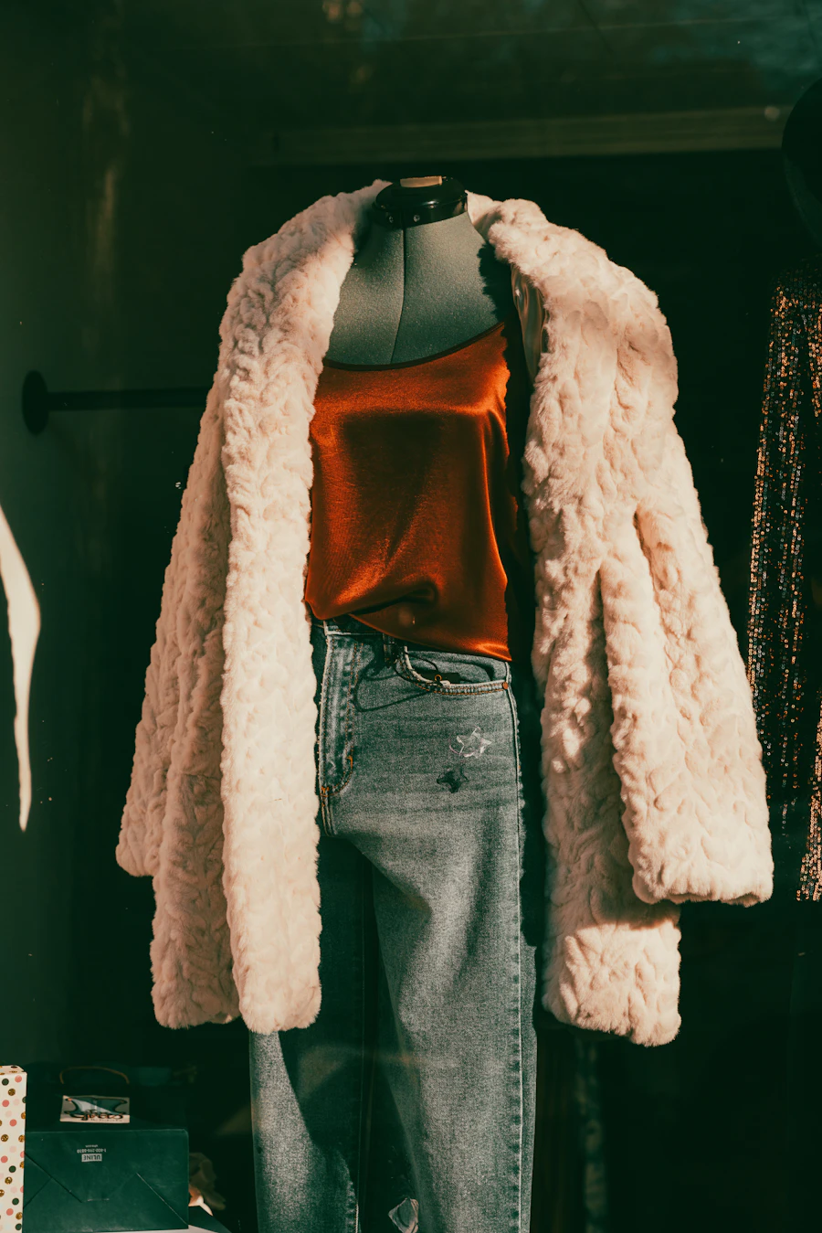 White fur coat on a mannequin