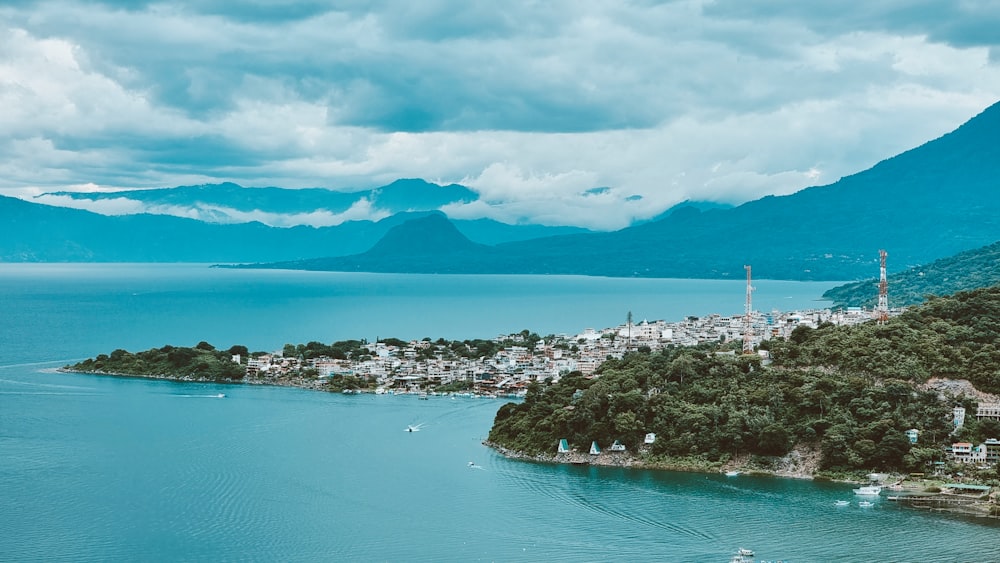 a large body of water surrounded by mountains