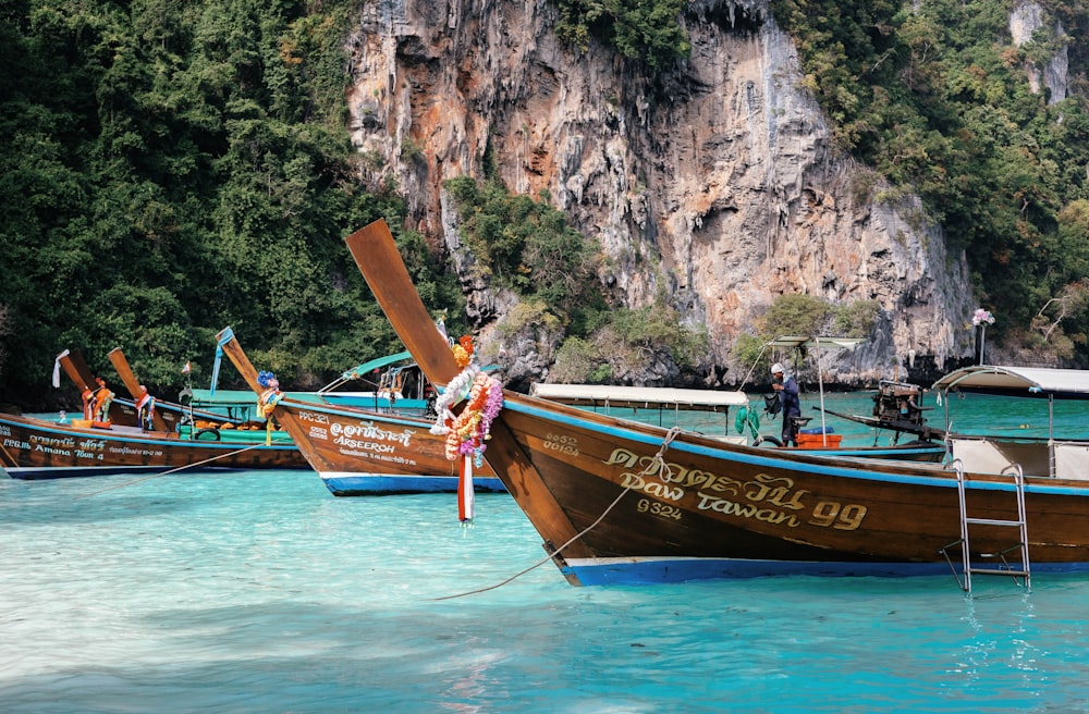 a number of boats in a body of water