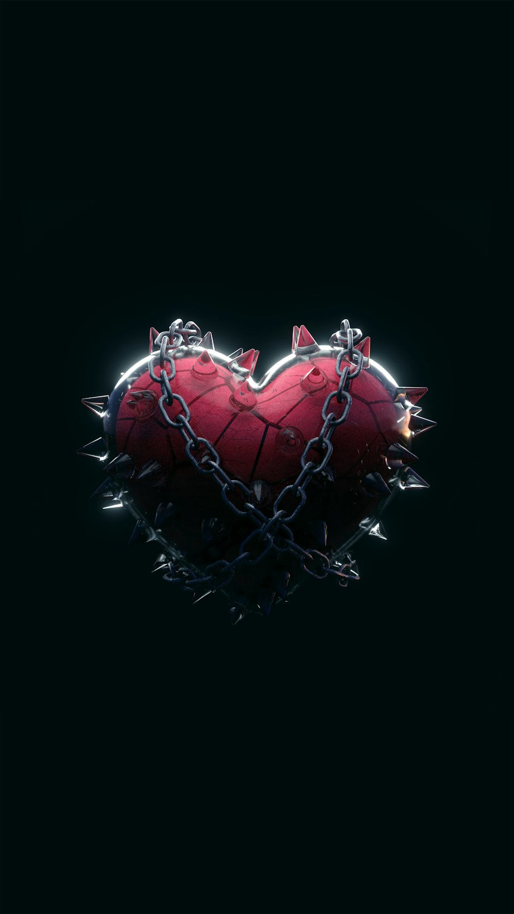 a broken heart with a chain attached to it