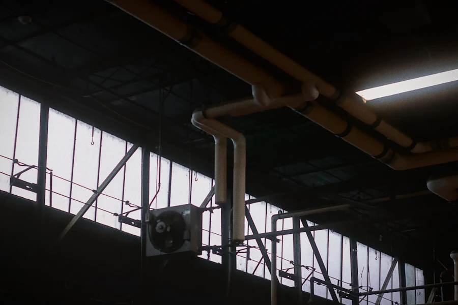 Industrial building services with pipework and equipment