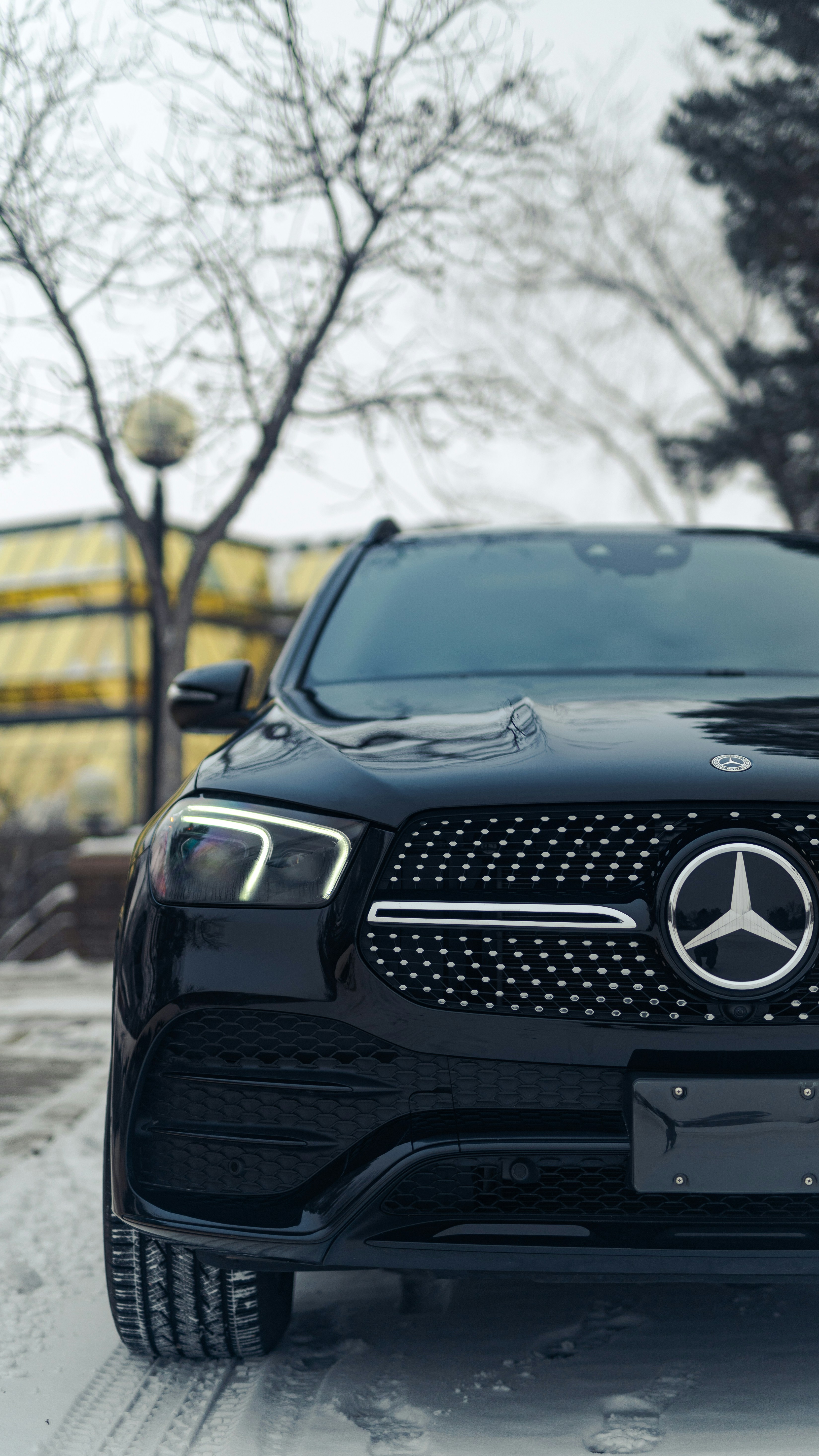 Front view of a black Audi R8.