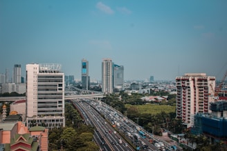 a view of a city from a tall building